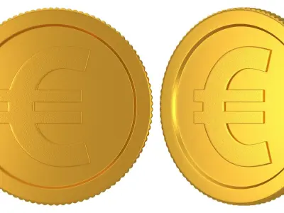 Euro Gold Coin 01 3D model