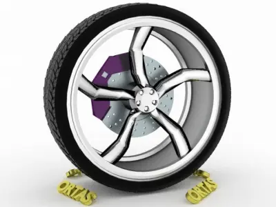 ORTAS CAR WHEEL RIM 128 GAME READY WHEEL RIM TIRE 3D model