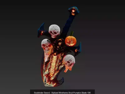 Infernal Pumpkin Blades - Wireframe Halloween Sword Pack