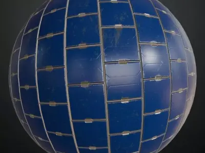 Blue Industrial Container Panel Metal Plate PBR Seamless Texture