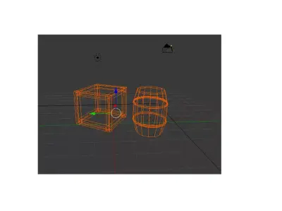 Low Poly Wooden Barrel and Crate Set 3D model