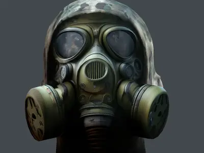 Gas mask helmet 3d model military combat Low-poly 3D model Low-poly 3D model order