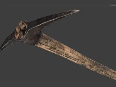 Old Steel Pickaxe 3d Model Low-poly 3D model