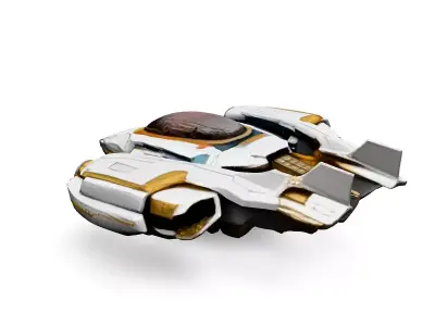 SciFi Starship White Gold Explorer Low-poly 3D model