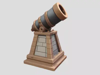 Cartoon Cannon 3D Model PBR Textured Stylized Game Asset Low-poly 3D model