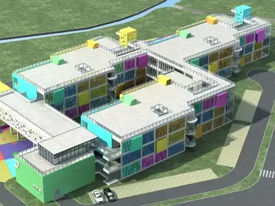 School Building 3D model 8