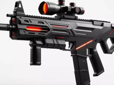 Futuristic Assault Rifle 3D Model 3D model