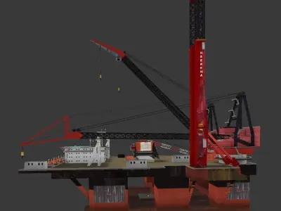 Heerema Balder Semi Submersible Crane Offshore Vessel Low-poly 3D model
