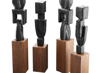 Constractive modern figures sculptures Low-poly 3D model