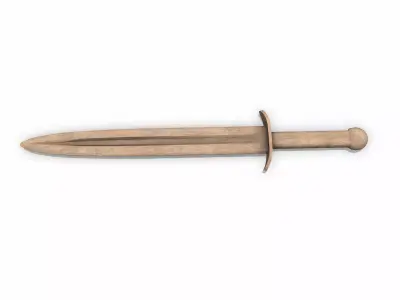 Wooden Practice Sword Low-poly PBR Free low-poly 3D model