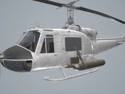 Bell UH-1B Blank Livery Basic Animation Low-poly 3D model
