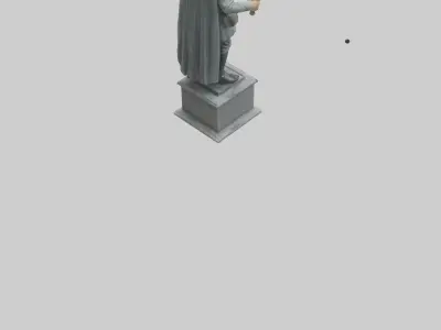 Heroic Military Commander Statue model Low-poly 3D model