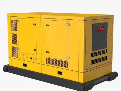 Yellow Industrial Gas Generator 3D model