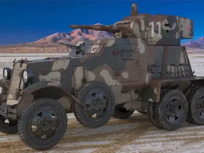 BA 6 Armored Car Camouflage Vray 3D model