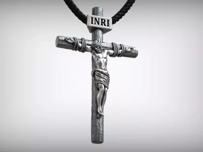 Jesus Christ Cross Christian Catholic Pendant 3D print model