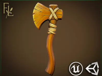 Wooden axe - Game Ready Weapon Free low-poly 3D model