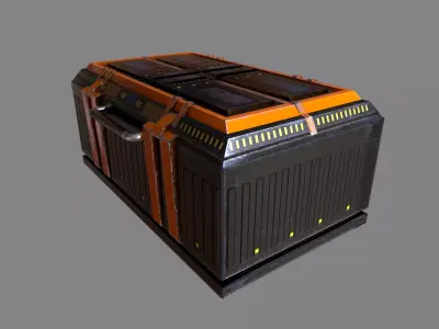 Futuristic industrial box crate lowpoly 3d model Low-poly 3D model