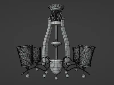 Lamp 3d model chandelier in gold 3D model