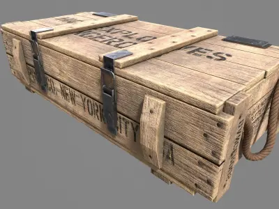 Wood Ammo Box Low-poly 3D model