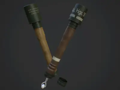 German WW2 Hand Grenades Low-poly 3D model