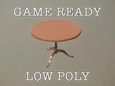 Varnished Mahogany Antique Table Low-poly game ready Low-poly 3D model