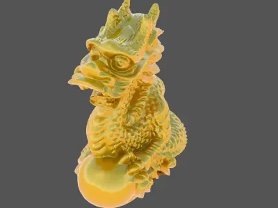 Sculpture-007 golden dragon statue 3D model