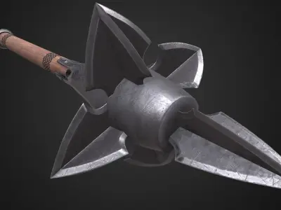 Medieval mace Low-poly 3D model 9