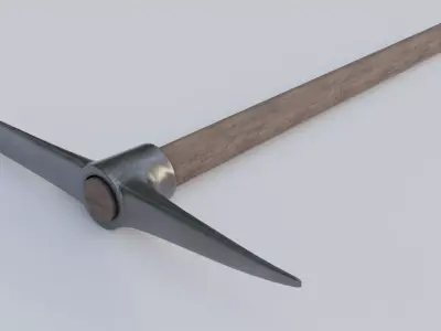 Pickaxe metal hammer with wooden handle 3D model