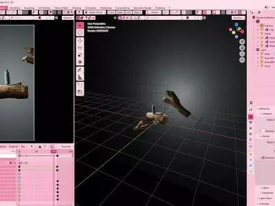 3D Productanimation - Green Bottle on Log  Free 3D model