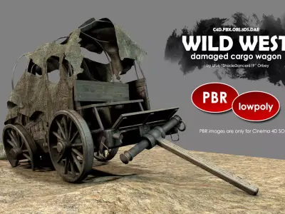 Wild West Damaged Wagon 3D model