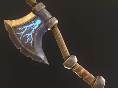 Game ready Low poly  Axe - 3D model -Lightning Low-poly 3D model