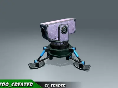 Lowpoly Turret Rocket Launcher 3D Model Low-poly 3D model