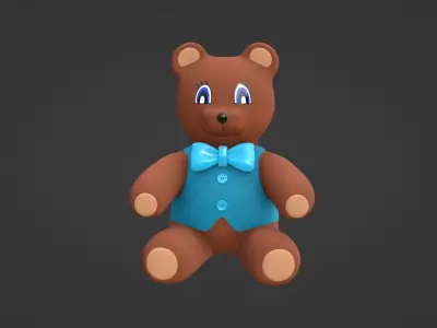 Teddy Bear Toy Brown Stuffed 3D model