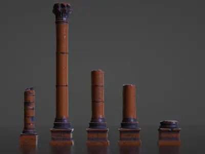 Pillars Set - Stone Fantasy Sci-Fi 3D model
