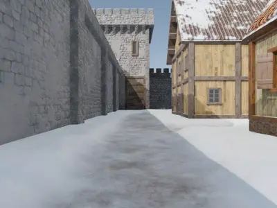 Winter Castle Town 3D model purchase