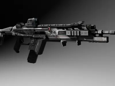 Sci-fi Assault Rifle Game Ready  - R201 Low-poly 3D model