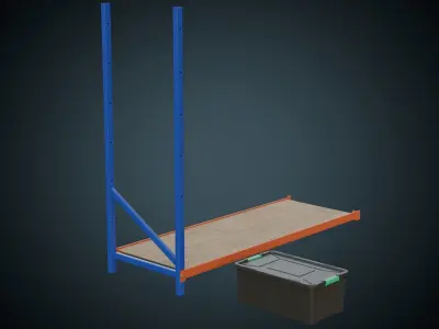 Shelf And Storage Box 1A Low-poly 3D model