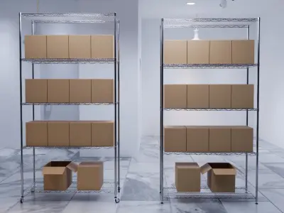 Stainless steel shelving system wire shelf 3D model 3D model