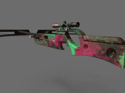 Anarchy style crossbow game ready low poly baked Low-poly 3D model