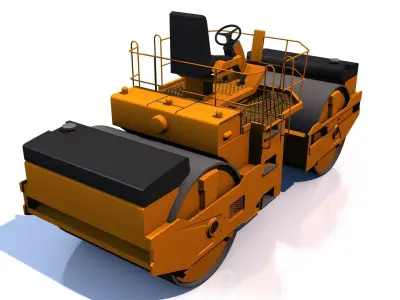 Compactor road roller Low-poly 3D model