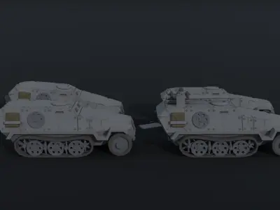 Cartoon Dieselpunk armored cars  Polygonal Style Free low-poly 3D model
