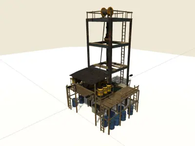 Oil Rig Tower Low-poly 3D model