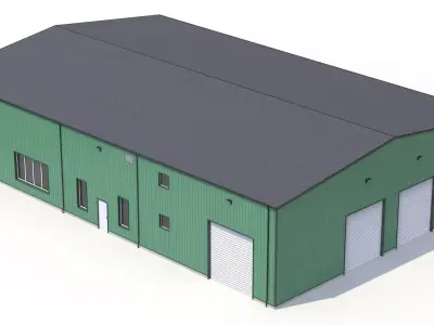 Green Industrial Building 60 PBR Low-poly 3D model