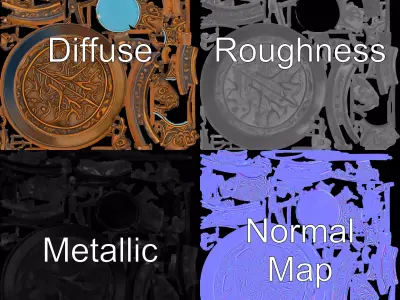 Vintage Turquoise Pendant model pack Low-poly 3D model