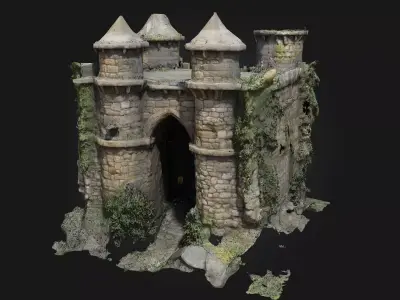 Fortress Entryway   Medieval Stronghold Gate Model 3D model