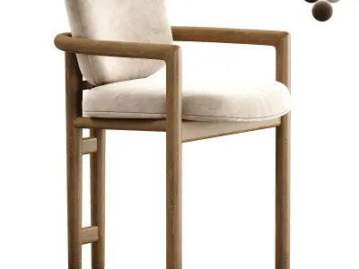 Macayle Modern Classic Beige Performance Upholstered Brown Oak  3D model