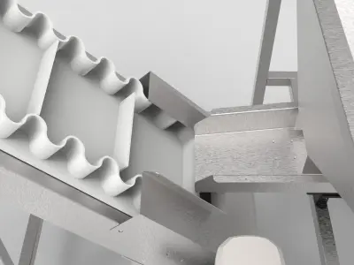 Inclined Belt Conveyor Low-poly 3D model