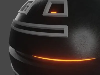 Sphere-O-Bot robot with orange light Low-poly 3D model