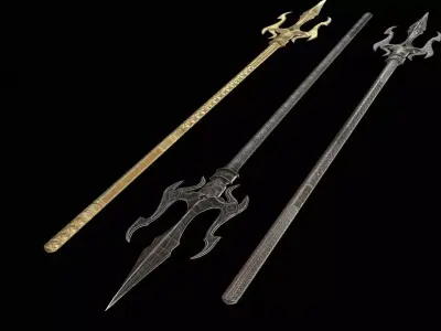 Atlantis War Trident Low-poly 3D model