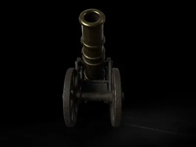 Antique Signal Cannon Low-poly 3D model